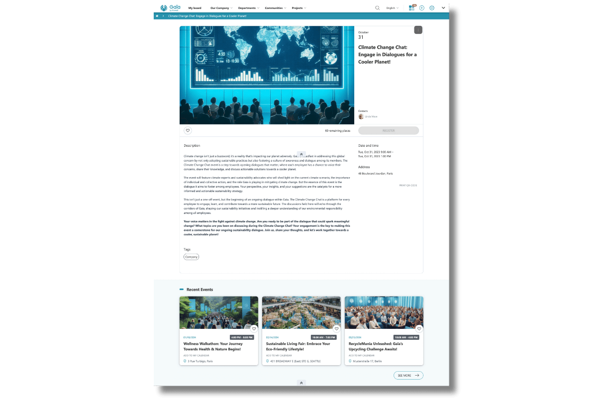 Events calendar intranet
